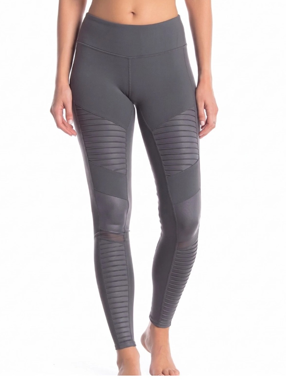Alo Women's High-Waist Moto Leggings - Charcoal Gray